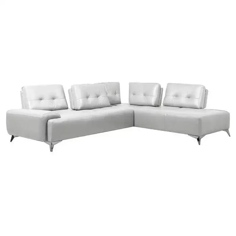 Acme Furniture Canapé d'angle Turano en cuir blanc perle