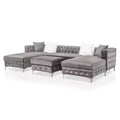 HOMES: Inside + Out Elmhurst U Shaped Deep Button Tufted Sectional with Ottoman Gray : Modular, Transitional Style Sofa
