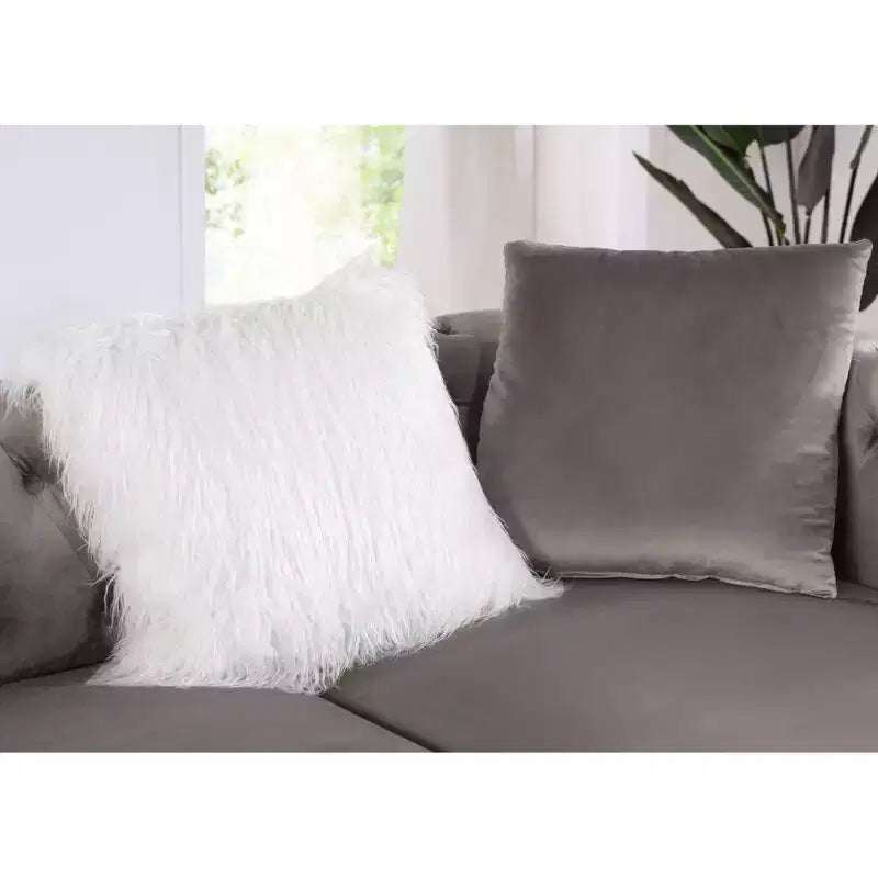 HOMES: Inside + Out Canapé d'angle en U capitonné Elmhurst avec pouf gris : Canapé modulable de style transitionnel