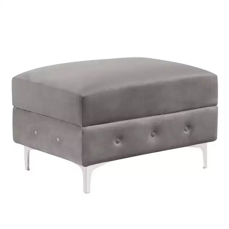 HOMES: Inside + Out Canapé d'angle en U capitonné Elmhurst avec pouf gris : Canapé modulable de style transitionnel