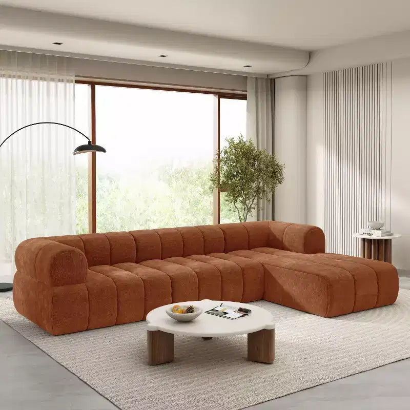 Christopher Knight Home Diego, canapé sectionnel moderne en mousse haute densité, en forme de L, avec dossier bas, 31 cm, orange
