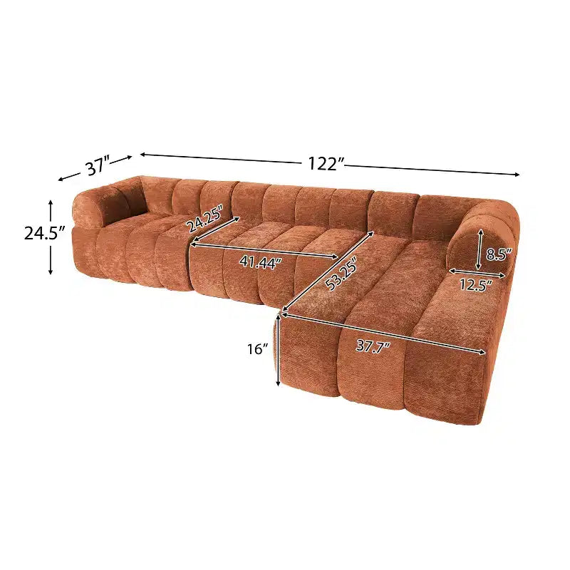 Christopher Knight Home Diego, canapé sectionnel moderne en mousse haute densité, en forme de L, avec dossier bas, 31 cm, orange