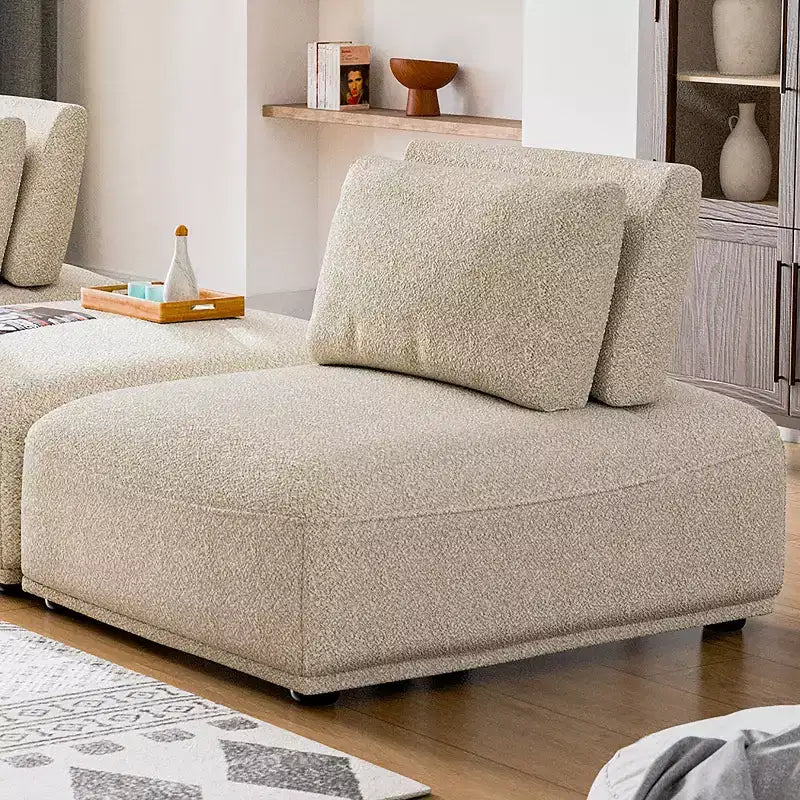 HOMES: Inside + Out Fauteuil sans accoudoirs modulaire moderne Povoa Bouclé avec dossier extensible Beige