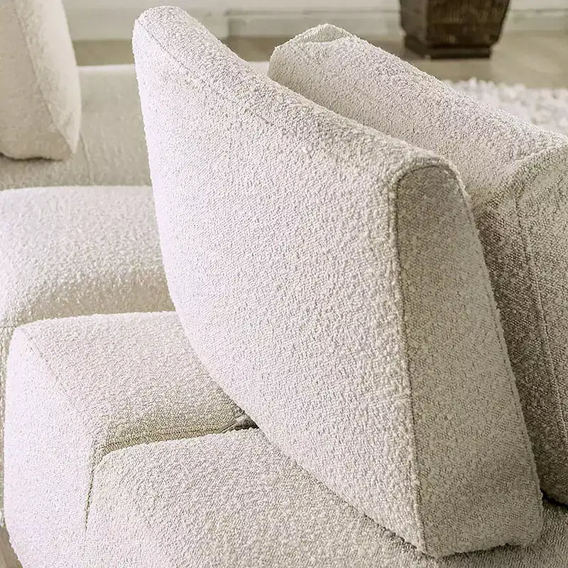 HOMES: Inside + Out Fauteuil sans accoudoirs modulaire moderne Povoa Bouclé avec dossier extensible Beige