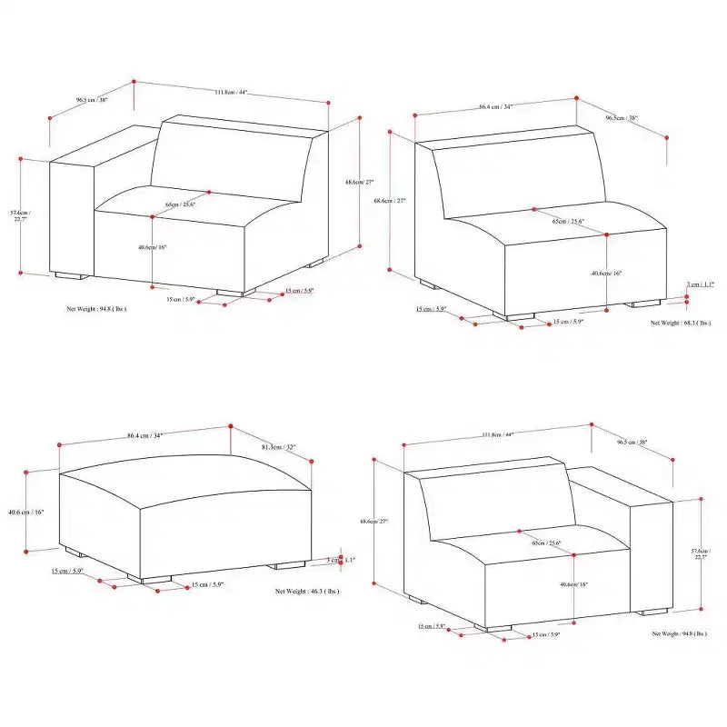 Canapé 3 places et ottoman WyndenHall Biggs Gris clair