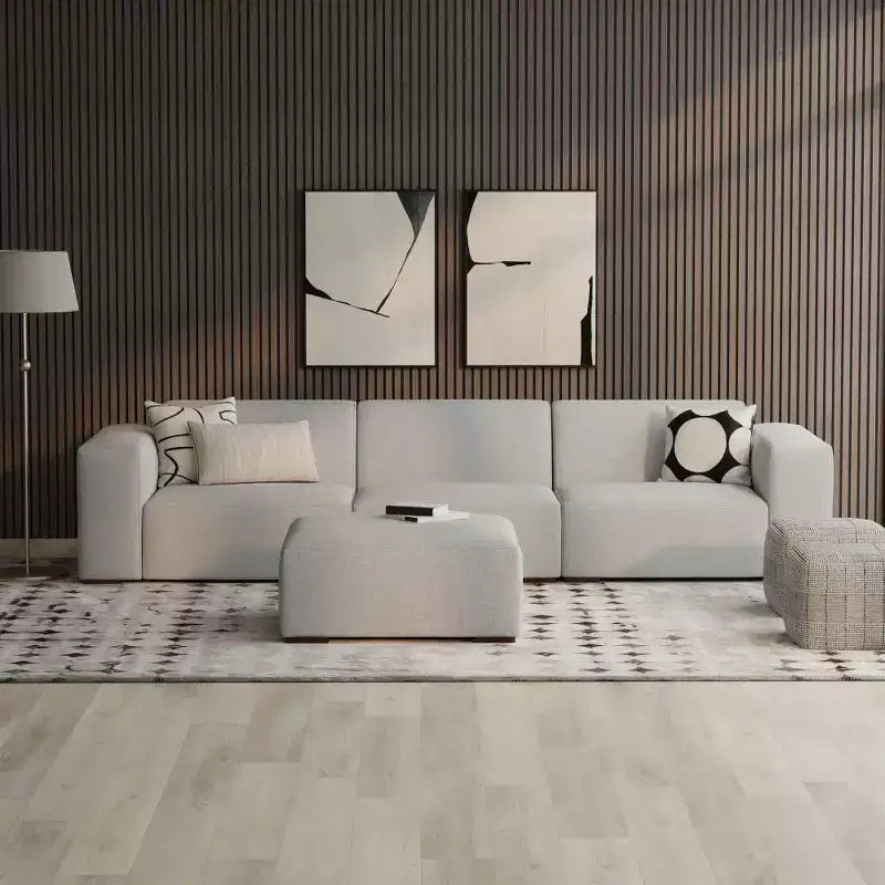Canapé 3 places et ottoman WyndenHall Biggs Gris clair
