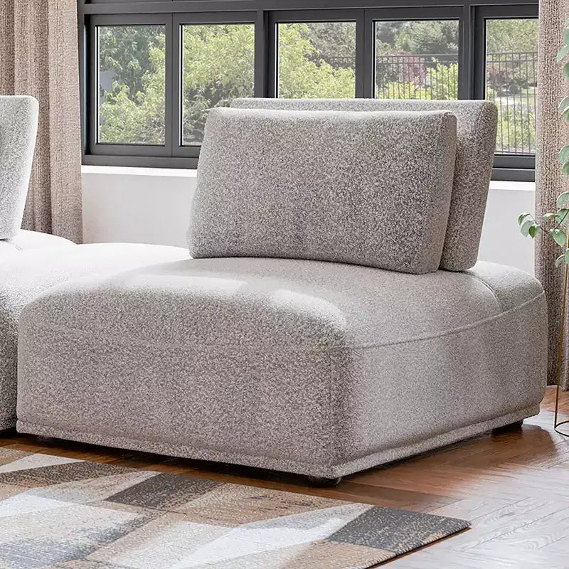 HOMES: Inside + Out Povoa Fauteuil moderne modulable sans accoudoirs Boucle avec dossier extensible Gris clair