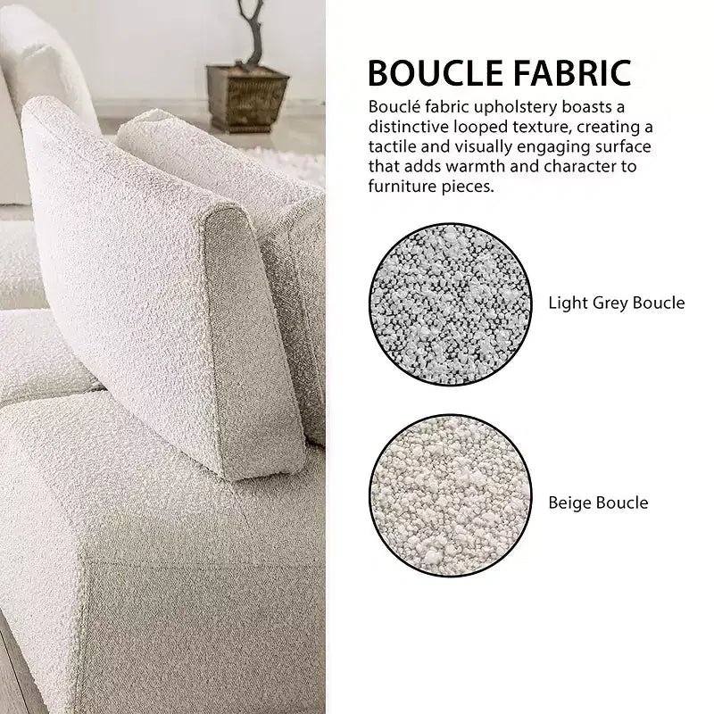 HOMES: Inside + Out Povoa Fauteuil moderne modulable sans accoudoirs Boucle avec dossier extensible Gris clair