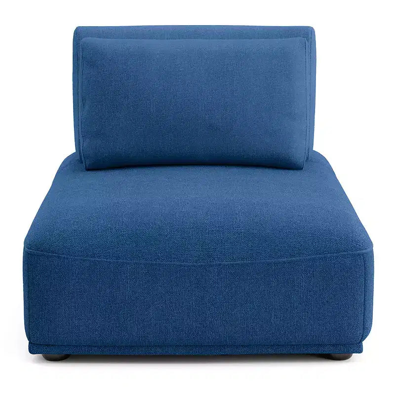 MAISON : Intérieur + Extérieur Fauteuil sans accoudoirs modulaire moderne Povoa en chenille avec dossier extensible Bleu