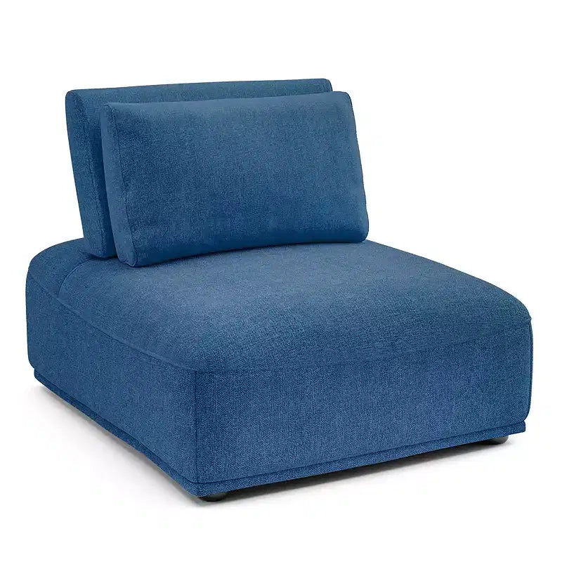 MAISON : Intérieur + Extérieur Fauteuil sans accoudoirs modulaire moderne Povoa en chenille avec dossier extensible Bleu