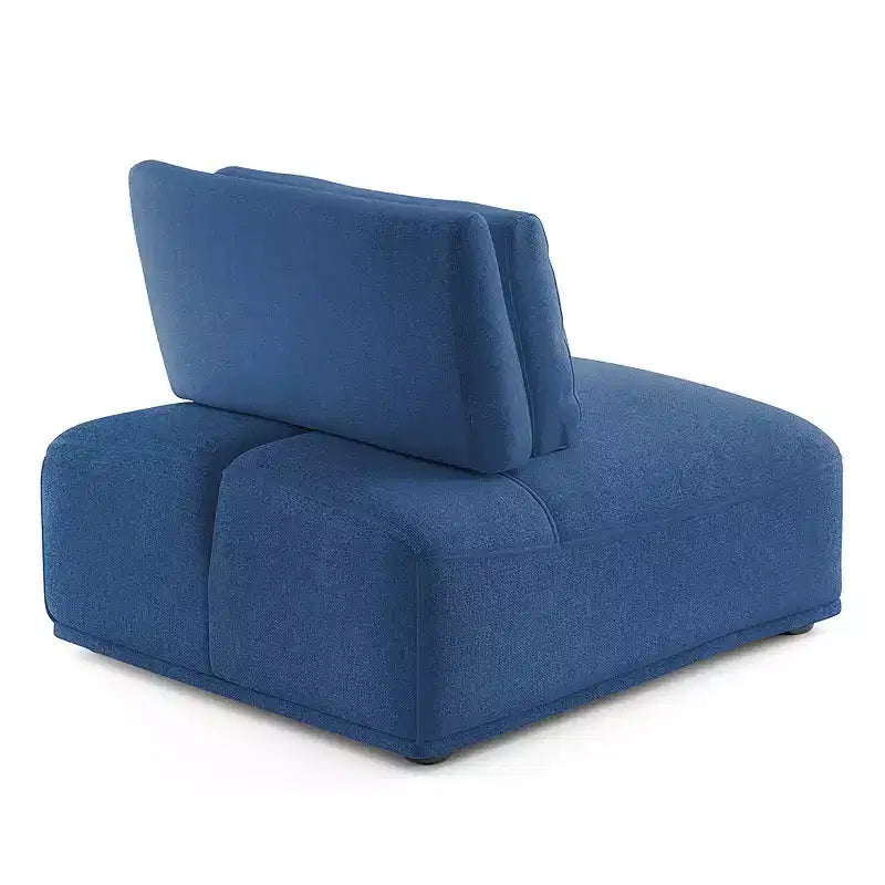 MAISON : Intérieur + Extérieur Fauteuil sans accoudoirs modulaire moderne Povoa en chenille avec dossier extensible Bleu