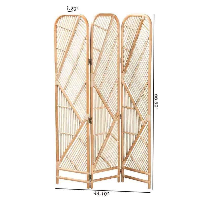 bali & pari Firenze Cloison de Séparation en Rotin Marron Naturel: Fabriqué à la main, Trois Panneaux, Design Bohème, Aucun Assemblage Requis