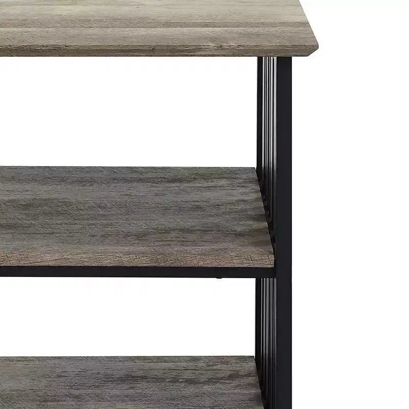 Table de Chevet Zudora 22 po Finition Chêne Antiqué et Noir - Acme Furniture : Cadre Métallique, Étagère Ouverte, Aucun Assemblage Requis