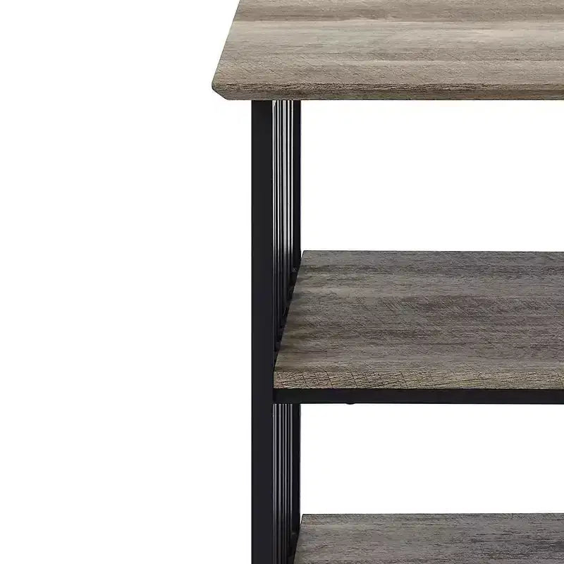 Table de Chevet Zudora 22 po Finition Chêne Antiqué et Noir - Acme Furniture : Cadre Métallique, Étagère Ouverte, Aucun Assemblage Requis