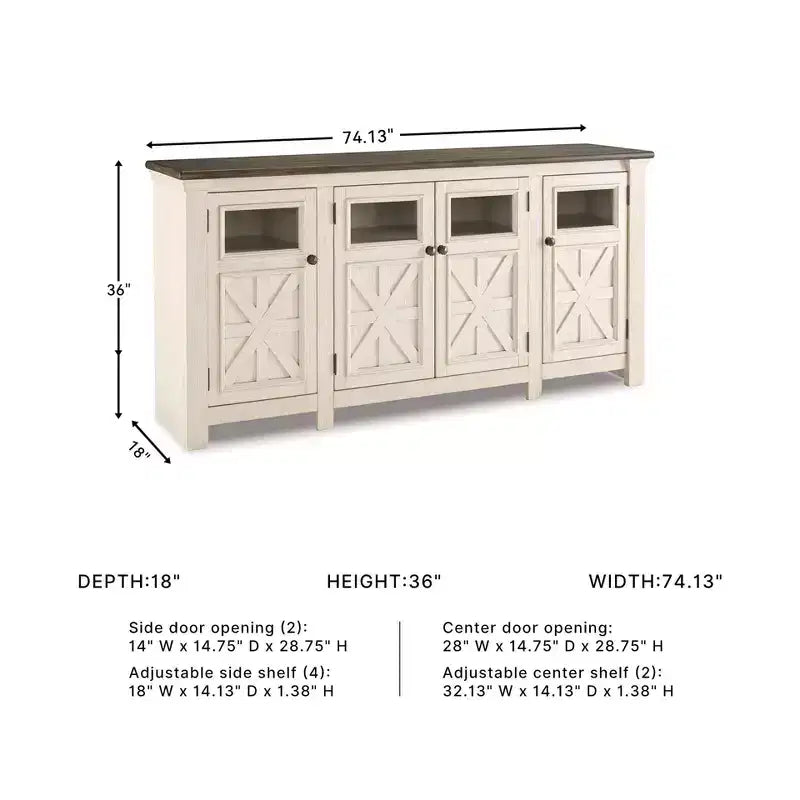 Meuble TV Bolanburg très grand pour téléviseurs jusqu'à 74" blanc cassé : Meuble de divertissement - Signature Design by Ashley
