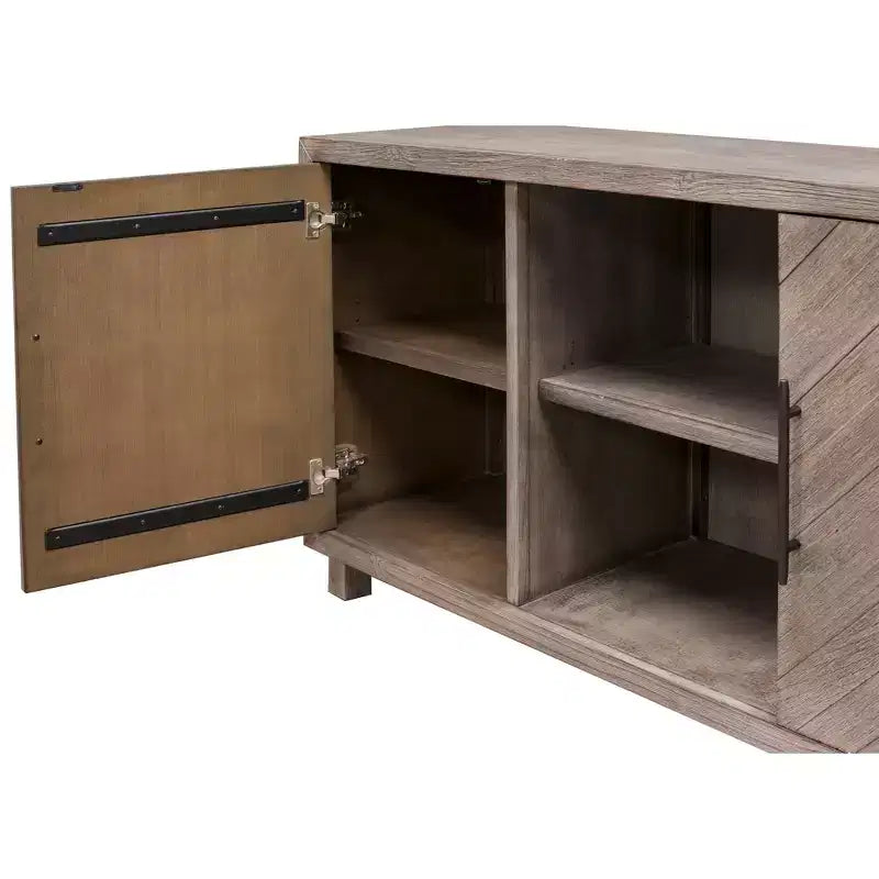 Meuble TV console Palisade pour téléviseurs jusqu'à 60 po gris - Martin Furniture : motif à chevrons, quincaillerie en fer