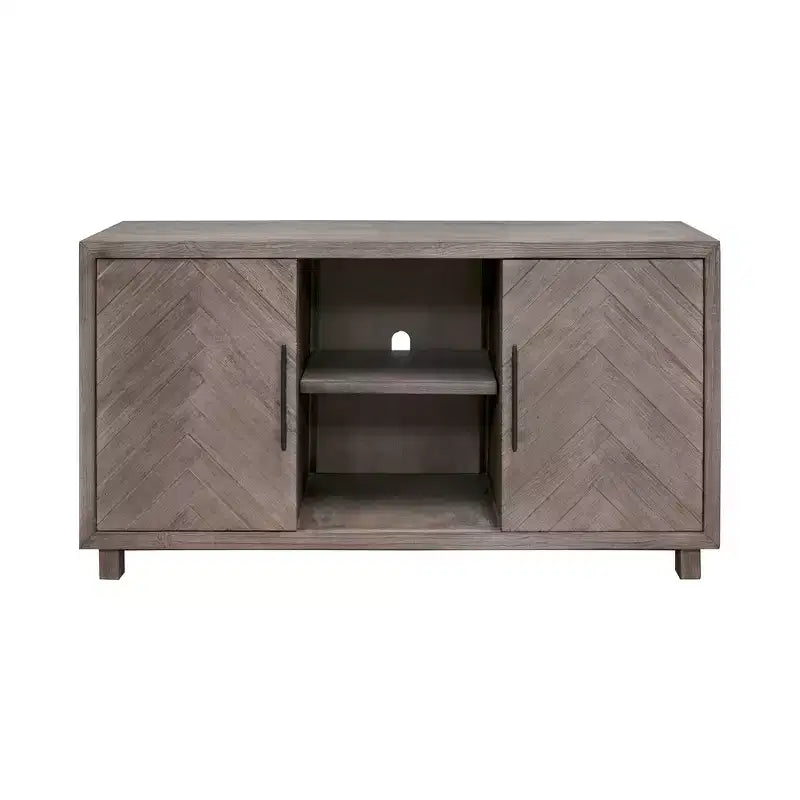 Meuble TV console Palisade pour téléviseurs jusqu'à 60 po gris - Martin Furniture : motif à chevrons, quincaillerie en fer