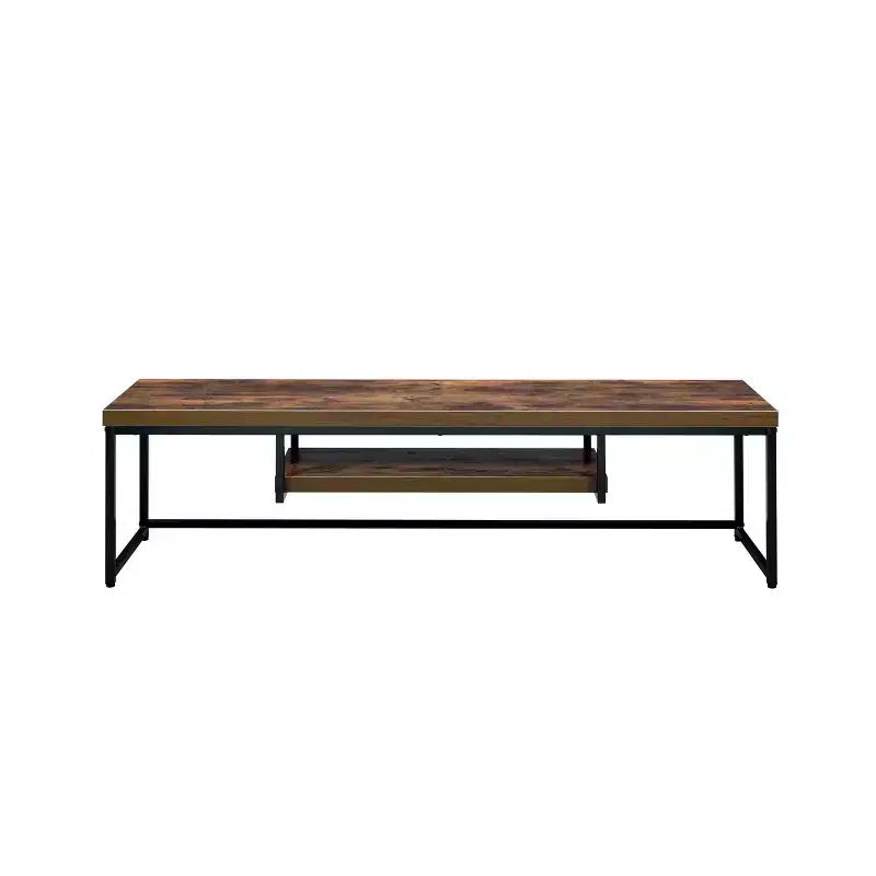 Bob TV Stand for TVs up to 59" Weathered Oak/Black Metal Finish - Acme Furniture: Sturdy Console for Television Display