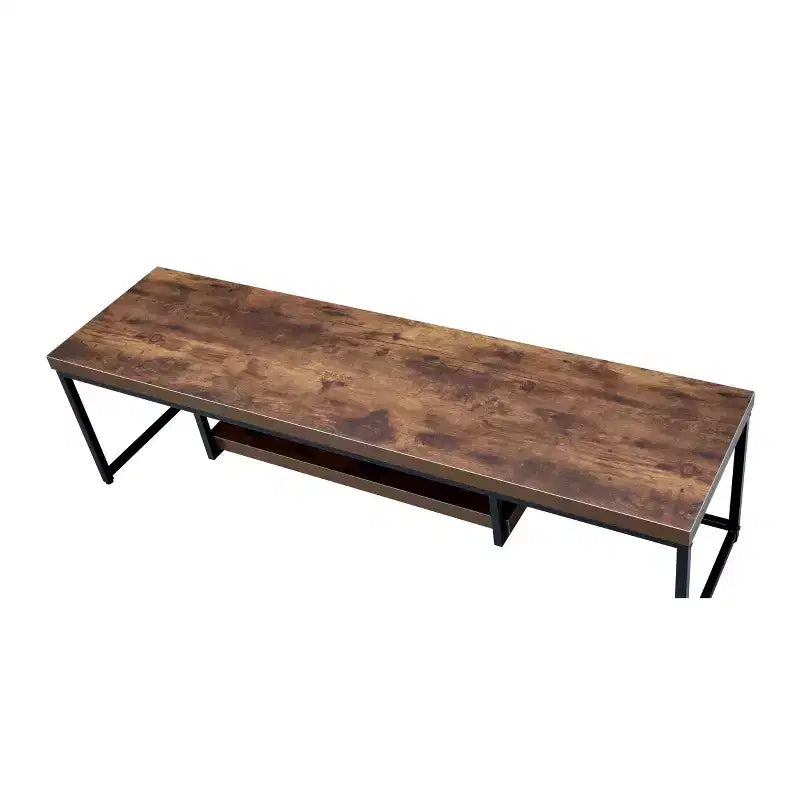 Meuble TV Bob pour téléviseurs jusqu'à 59" finition chêne vieilli/métal noir - Acme Furniture : Console robuste pour écran de télévision