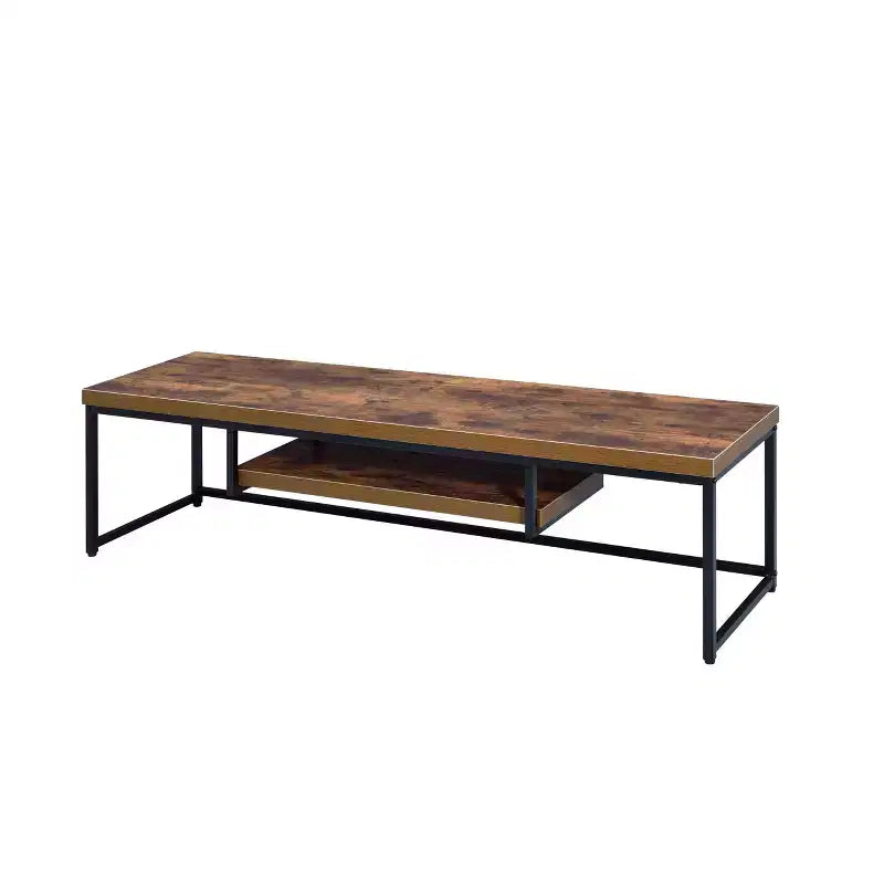 Meuble TV Bob pour téléviseurs jusqu'à 59" finition chêne vieilli/métal noir - Acme Furniture : Console robuste pour écran de télévision