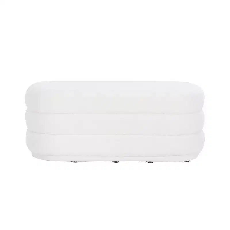 Linon Ottoman oblong Delcy 41,2 cm en fausse peau de mouton : Accent douillet de style Mid-Century, pieds en bois