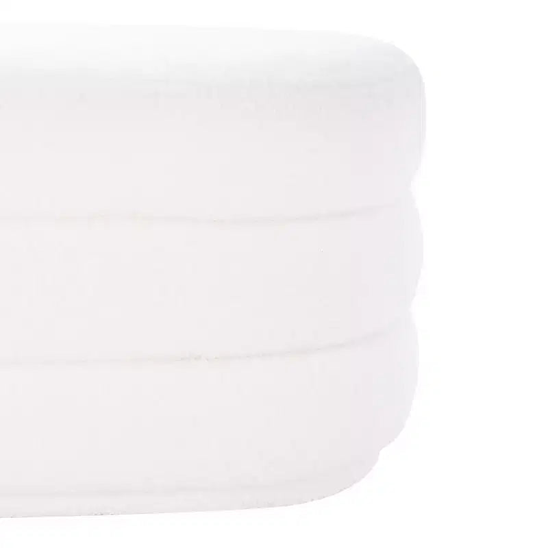 Linon Ottoman oblong Delcy 41,2 cm en fausse peau de mouton : Accent douillet de style Mid-Century, pieds en bois