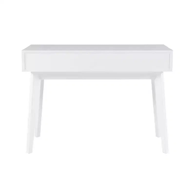 Bureau moderne du milieu du siècle à 2 tiroirs Wedeln 42 po, finition bois blanc - Powell : Meubles de bureau à domicile
