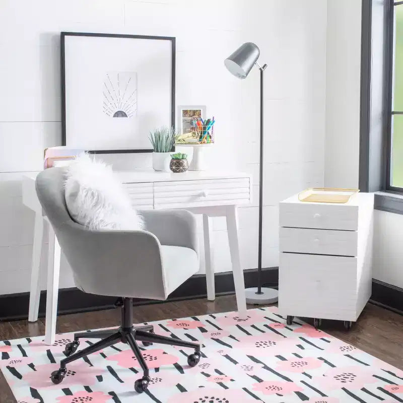 Bureau moderne du milieu du siècle à 2 tiroirs Wedeln 42 po, finition bois blanc - Powell : Meubles de bureau à domicile