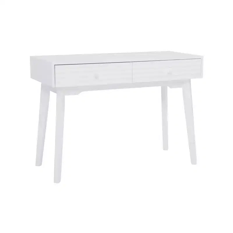 Bureau moderne du milieu du siècle à 2 tiroirs Wedeln 42 po, finition bois blanc - Powell : Meubles de bureau à domicile