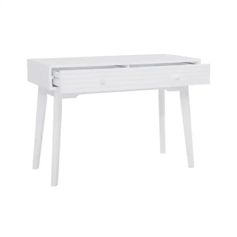 Bureau moderne du milieu du siècle à 2 tiroirs Wedeln 42 po, finition bois blanc - Powell : Meubles de bureau à domicile