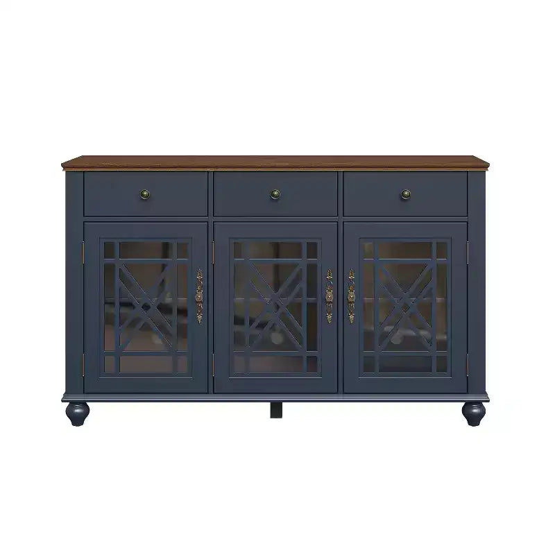 Buffet de salle à manger Festivo 55" de style vintage avec tiroirs, couleur bleu marine