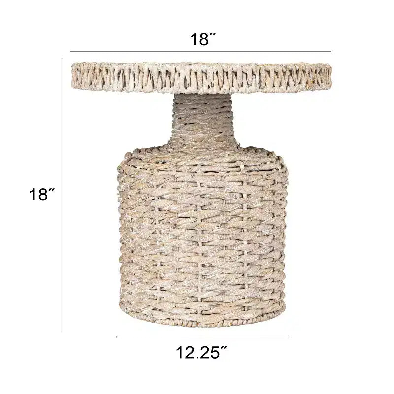 Table d'appoint tissée à la main Storied Home Blanche délavée