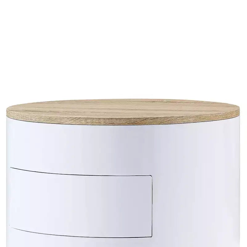 Table d'appoint Otith 19" Blanc laqué - Acme Furniture : Ronde, Aucun assemblage, Patins métalliques