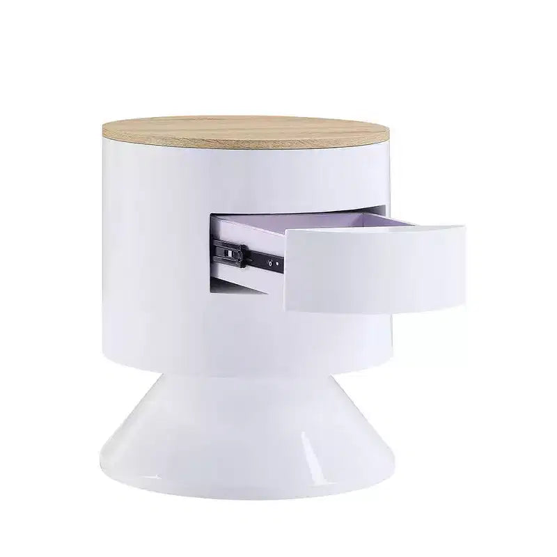 Table d'appoint Otith 19" Blanc laqué - Acme Furniture : Ronde, Aucun assemblage, Patins métalliques