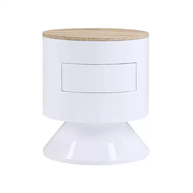Table d'appoint Otith 19" Blanc laqué - Acme Furniture : Ronde, Aucun assemblage, Patins métalliques