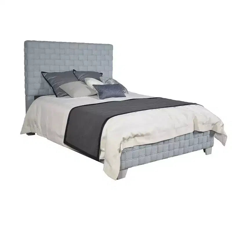 Lit Saree 91 po Acme Furniture Queen Chenille bleu sarcelle clair/Fini gris