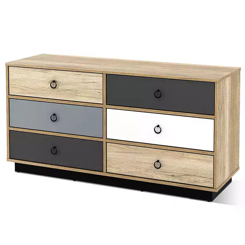 Costway Commode Double 6 Tiroirs Tour de Rangement pour Chambre Couloir Entrée
