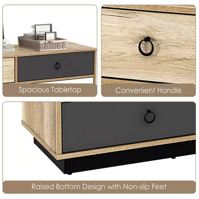 Costway Commode Double 6 Tiroirs Tour de Rangement pour Chambre Couloir Entrée