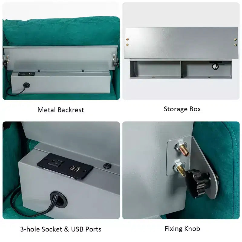 Costway Canapé d'angle modulable en L avec méridienne réversible et 2 ports USB sarcelle
