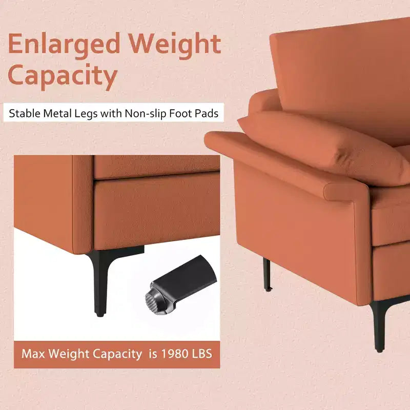 Canapé modulaire moderne 3 places en tissu Costway avec ports USB et pieds en métal Rouge/Vert