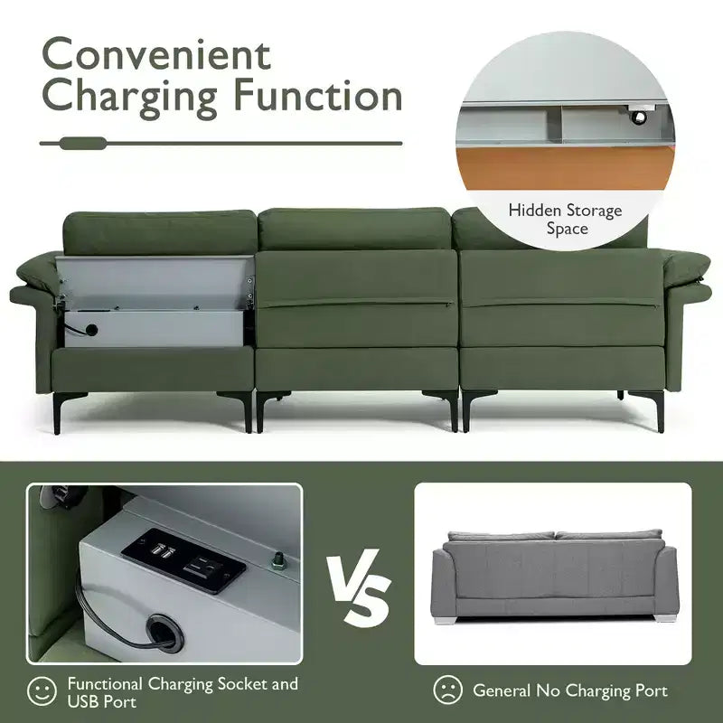 Canapé d'angle modulable moderne Costway avec méridienne réversible et 2 ports USB