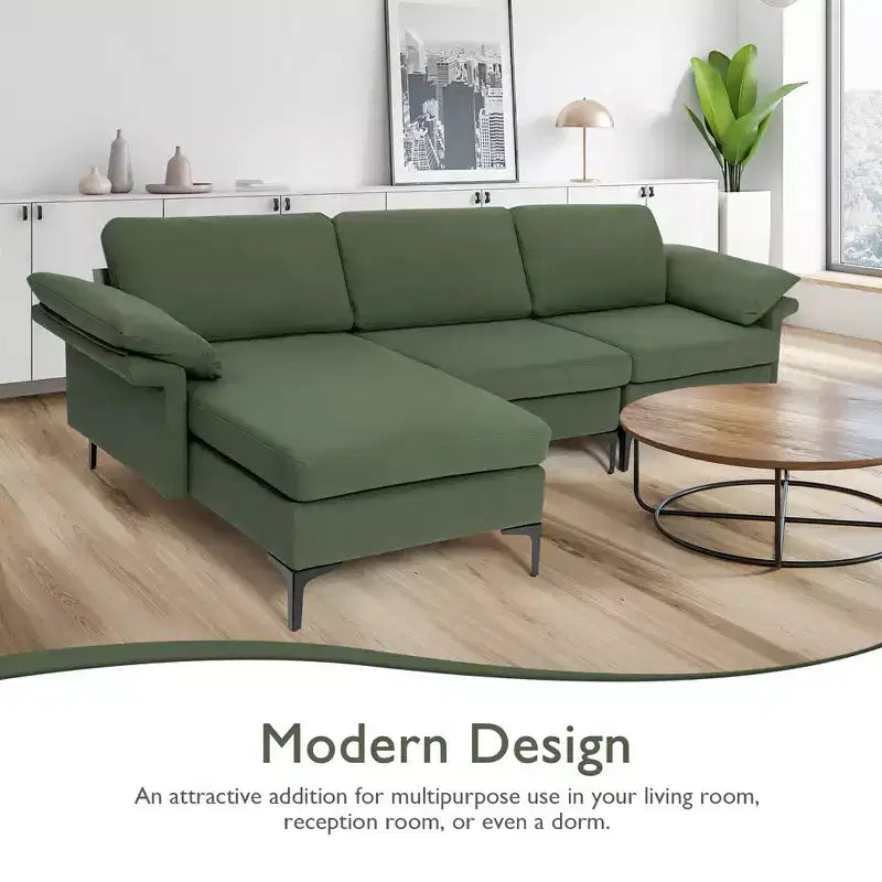 Canapé d'angle modulable moderne Costway avec méridienne réversible et 2 ports USB