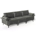 Costway Modern Modular Fabric 3-Seat Sofa Couch Living Room Furniture w/ Metal Legs Blue\Grey