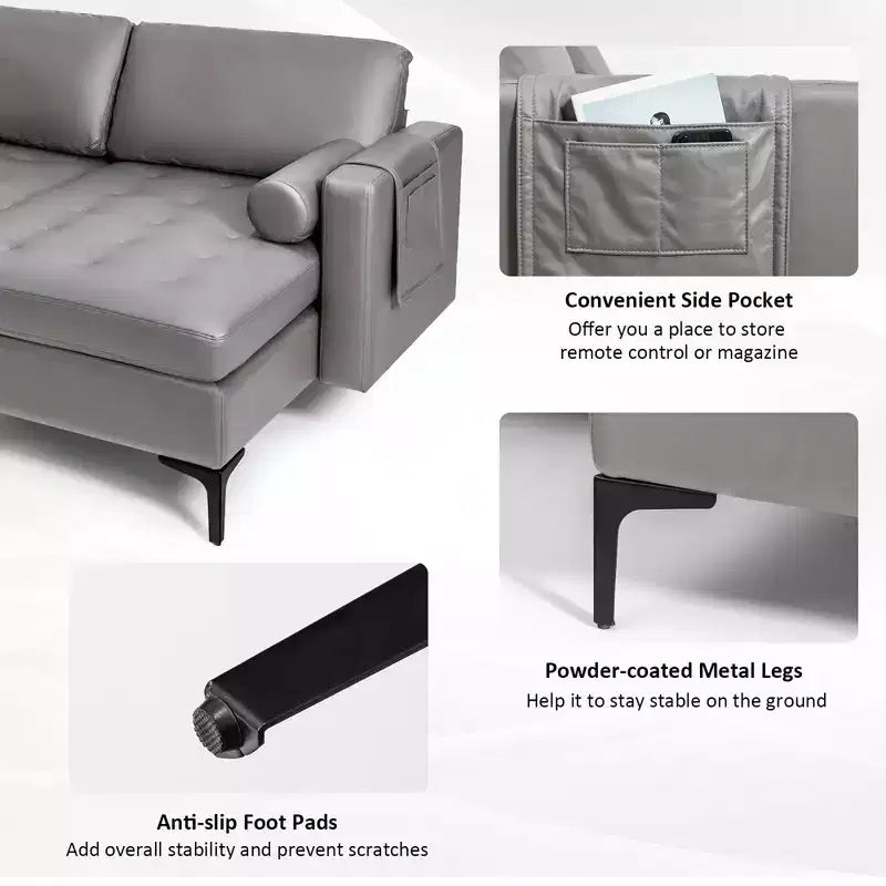 Costway Canapé modulable sectionnel extra large 4 places avec méridienne réversible et 2 ports USB
