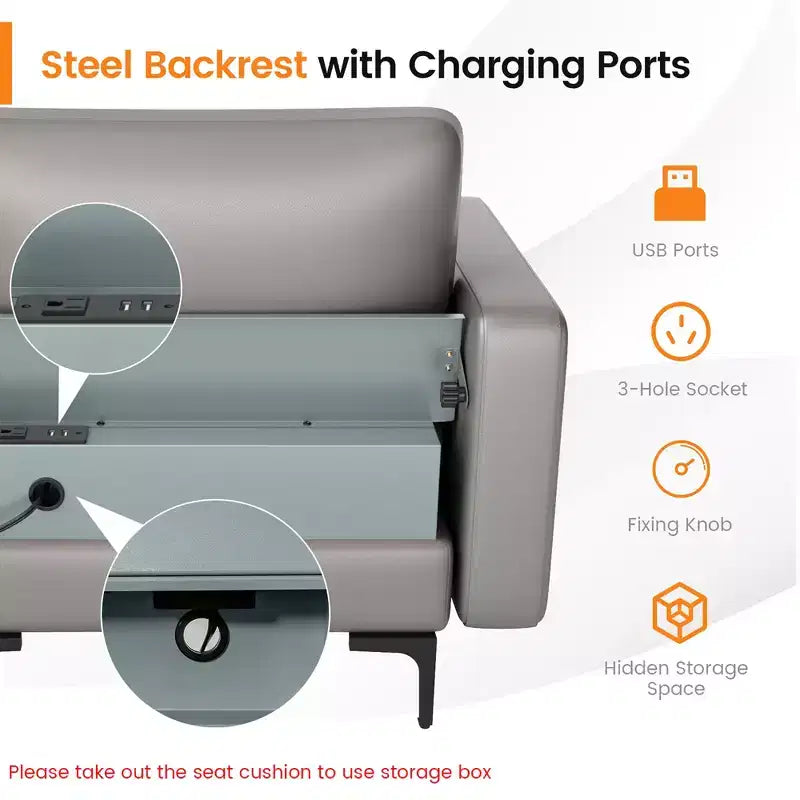 Canapé sectionnel modulaire en forme de L Costway avec méridienne réversible et 4 ports USB Rose corail/Gris