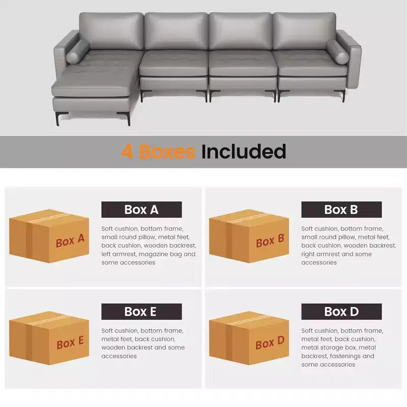 Canapé sectionnel modulaire en forme de L Costway avec méridienne réversible et 4 ports USB Rose corail/Gris