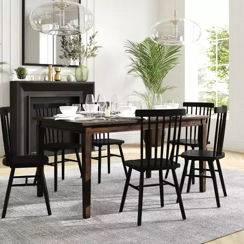Table de salle à manger Flash Furniture Henry en bois massif, table rectangulaire en bois robuste de qualité commerciale pour 6 personnes