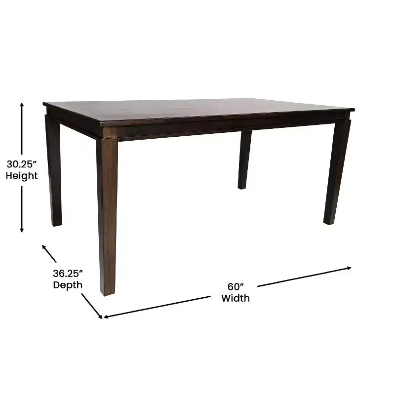 Table de salle à manger Flash Furniture Henry en bois massif, table rectangulaire en bois robuste de qualité commerciale pour 6 personnes