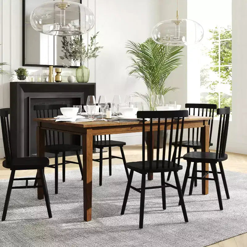 Table de salle à manger Flash Furniture Henry en bois massif, table rectangulaire en bois robuste de qualité commerciale pour 6 personnes
