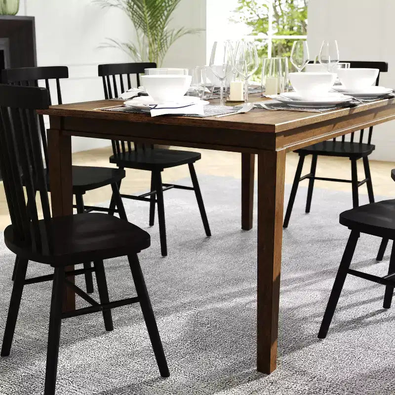 Table de salle à manger Flash Furniture Henry en bois massif, table rectangulaire en bois robuste de qualité commerciale pour 6 personnes